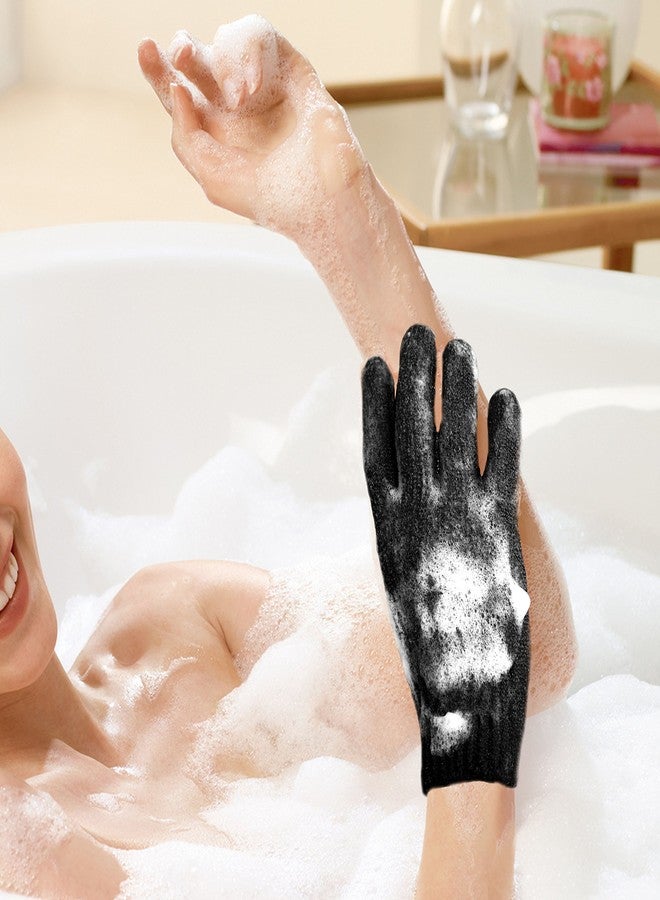 MIG4U Exfoliating Shower Gloves for Bath,6 Pairs Premium Nylon Body Wash Bathing Gloves for Men Women Spa, Massage and Skin Scrub, Dead Skin Remover with Hanging Loop, Black, Regular Size - Image 5